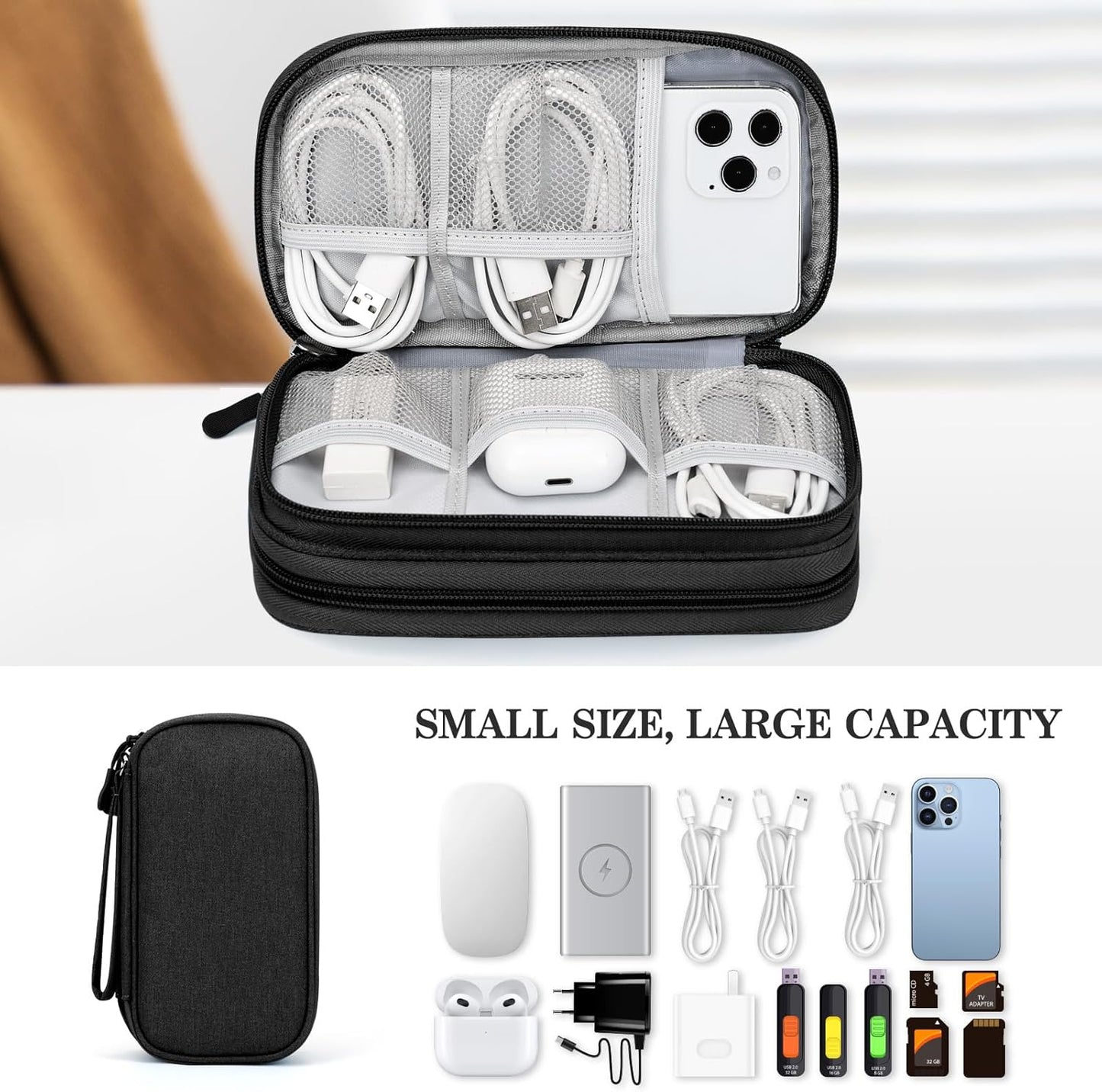Travel Tech Organizer Pouch – Compact Cable & Charger Storage Bag