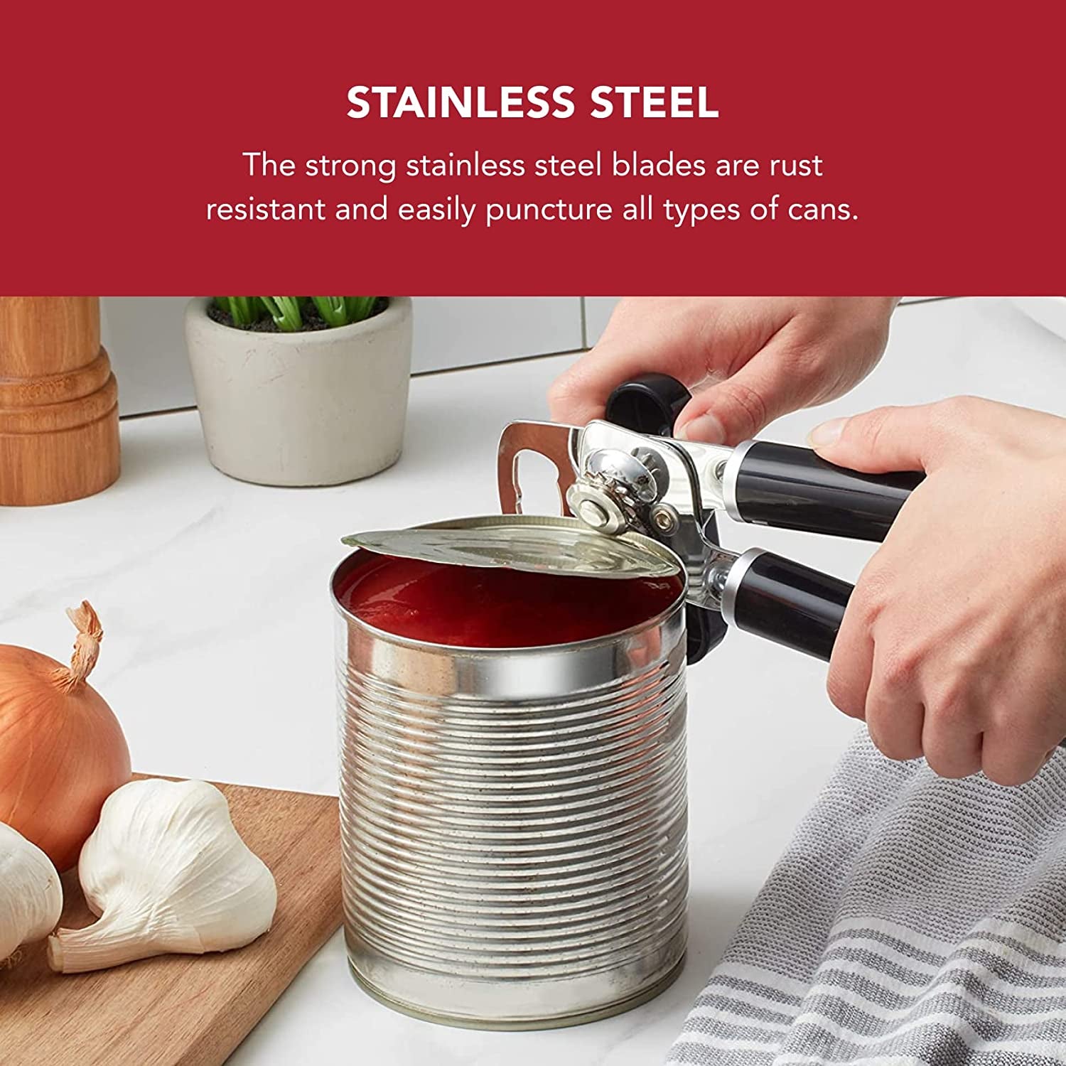 Kitchenaid Classic Multifunction Can and Bottle Opener - Effortless Use with Razor Sharp Stainless Steel and Ergonomic Soft Grip Handles in Sleek Black