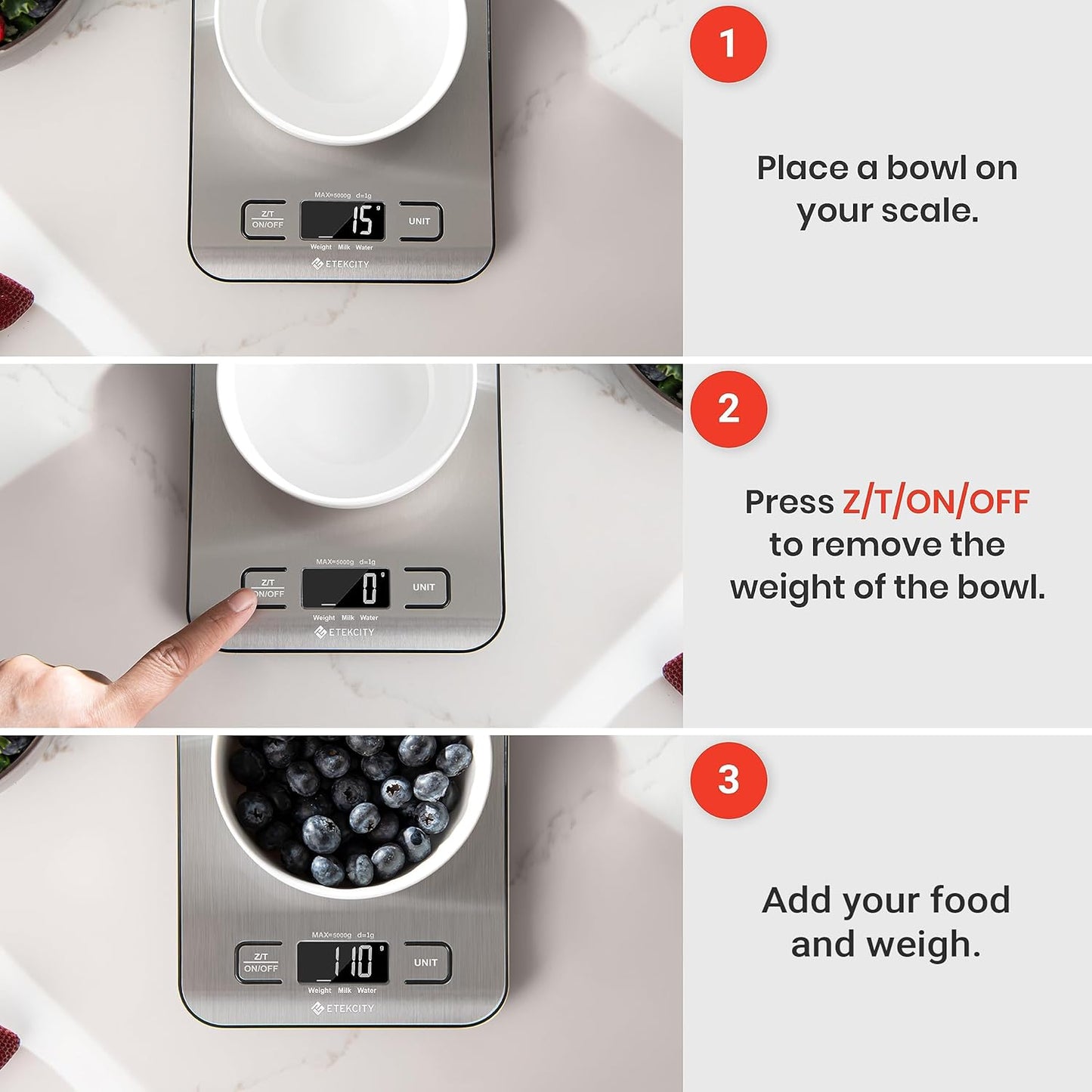Digital Kitchen Scale – Compact Food Scale for Baking, Meal Prep & Cooking