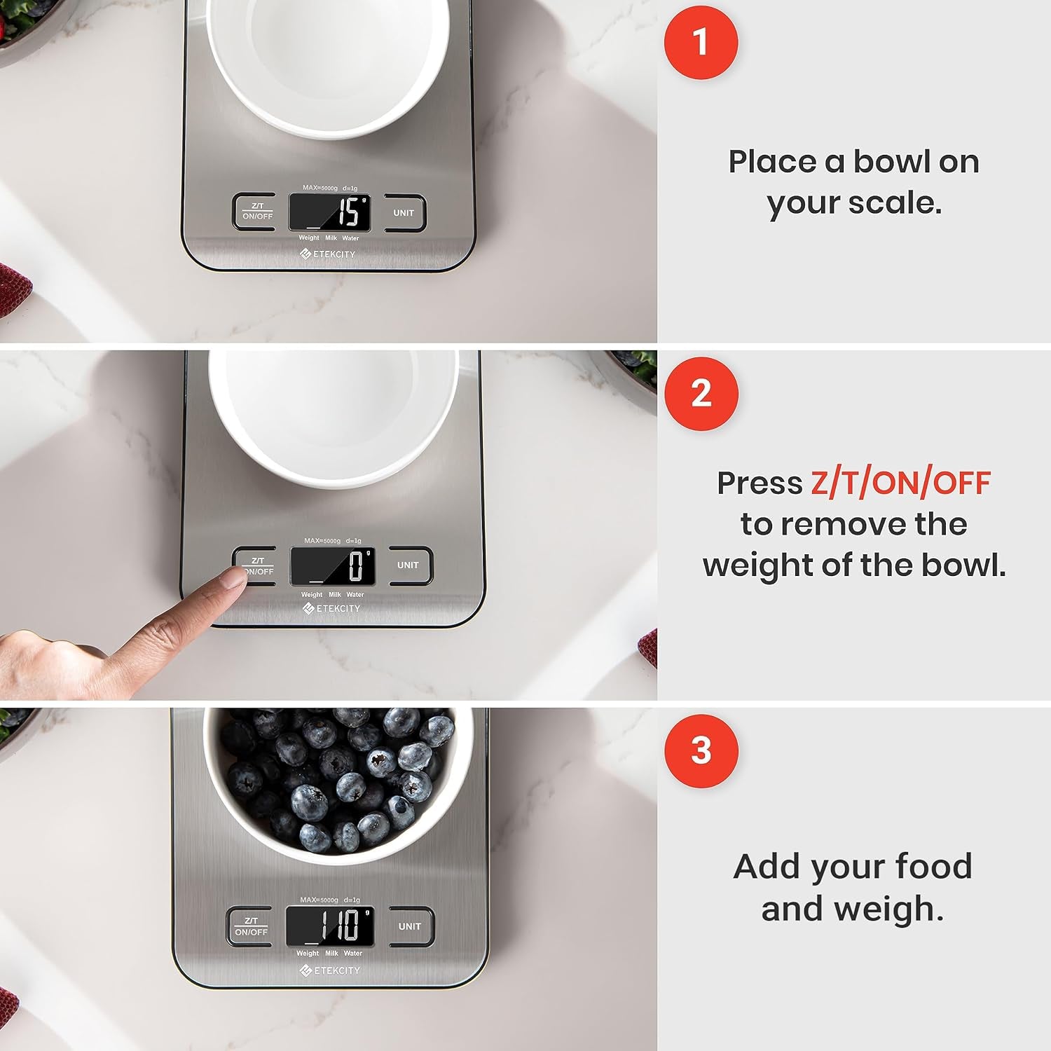 Digital Kitchen Scale – Compact Food Scale for Baking, Meal Prep & Cooking