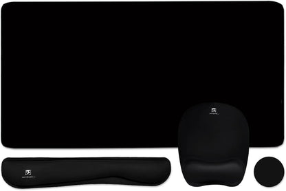4-in-1 Memory Foam Keyboard Wrist Rest & Desk Mat Set — XL 35.4x15.7" Desk Pad, Keyboard Rest, Mouse Wrist Rest, Coaster, Non-Slip, Gaming & Office