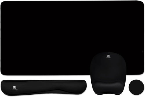 4-in-1 Memory Foam Keyboard Wrist Rest & Desk Mat Set — XL 35.4x15.7" Desk Pad, Keyboard Rest, Mouse Wrist Rest, Coaster, Non-Slip, Gaming & Office