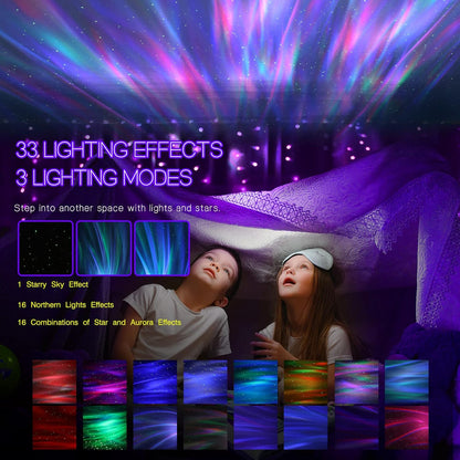 Aurora Galaxy Projector – Cosmic Room Light with White Noise & Bluetooth Speaker