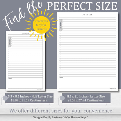 Daily To Do List Notepad — Priority Checklist Planner Pad, Task Organizer, 100 GSM, Multiple Sizes, Undated, Home & Office