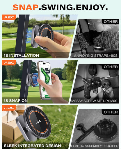 Alloy Magnetic Golf Cart Phone Holder for Magsafe Iphone, Unique Fathers Day Golf Gifts for Men Dad Him Husband Ladies Her Golfers, Golf Accessories Essentials Gadgets Fits EZGO, Club Car, Yamaha