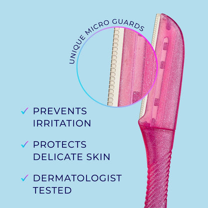 Precision Touch-Up Dermaplaning Tool Set - 3 Count | Effortless Peach Fuzz Removal for Flawless Skin