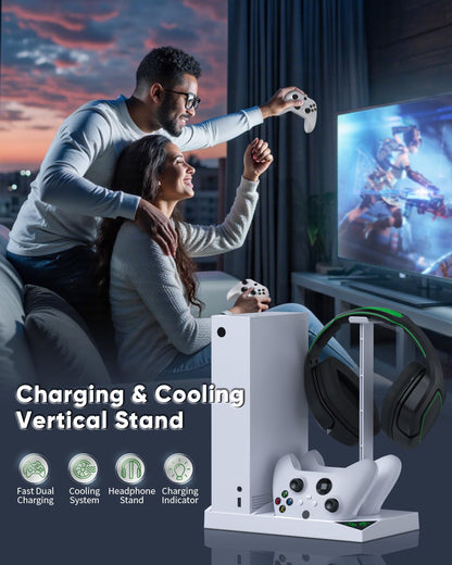 Xbox Series S Cooling & Charging Stand – Console Dock with Dual Controller Charger