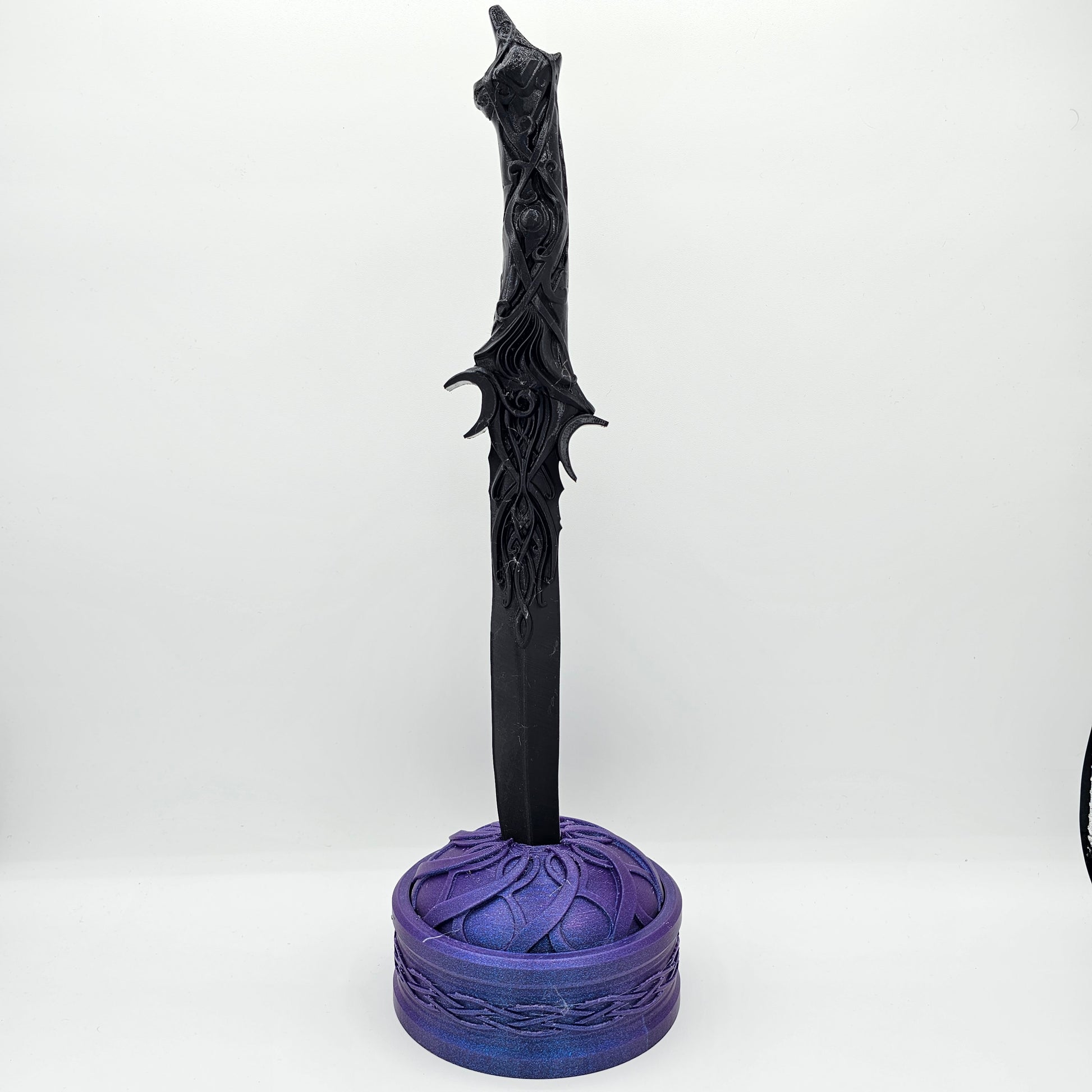 Vibrant 3D Printed Decorative Knife with Elegant Stand - Unique Sculpted Design