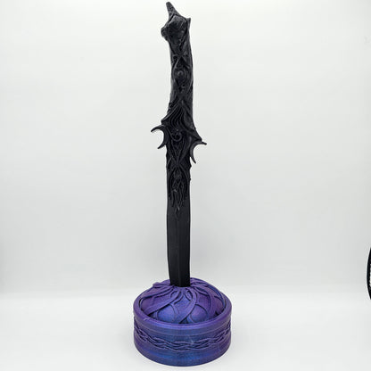 Vibrant 3D Printed Decorative Knife with Elegant Stand - Unique Sculpted Design